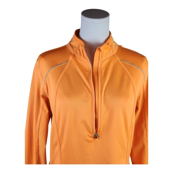 Athleta Orange Quarter Zip Jacket Thumbholes Reflective Activewear - Picture 3 of 12